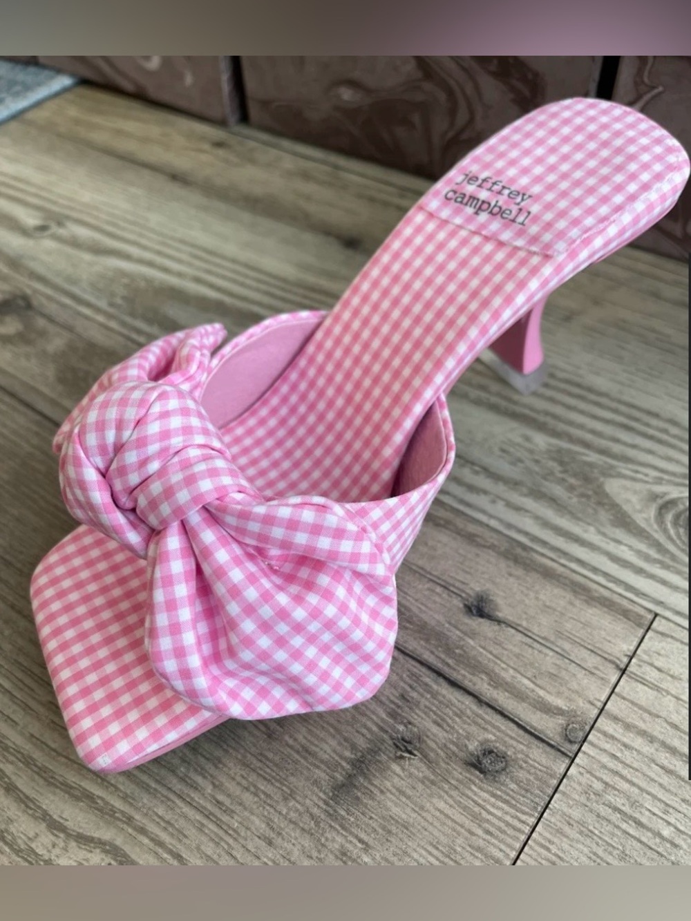 Jeffrey Campbell Pink Gingham kitten heels